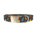 Colorful Leaf Pattern Dog Collar - metal silver