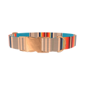 Striped Woven Dog Collar - metal silver