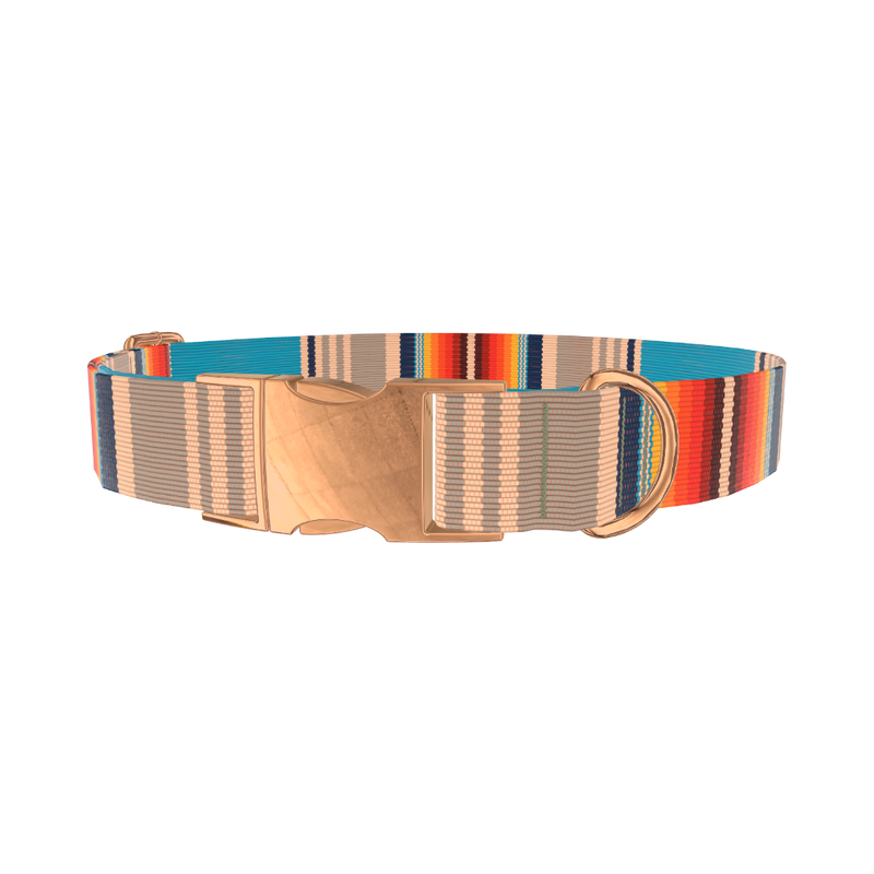 Striped Woven Dog Collar - metal silver
