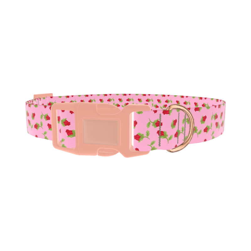 Floral Rosebud Dog Collar - plastic rose gold