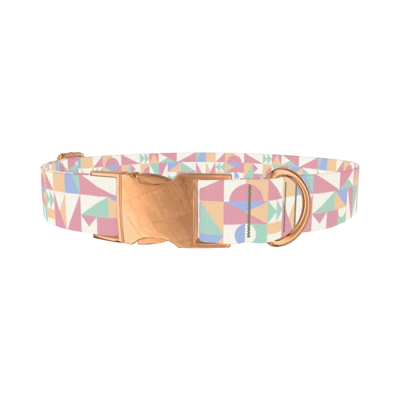 Geometric Pastel Dog Collar - metal rose gold