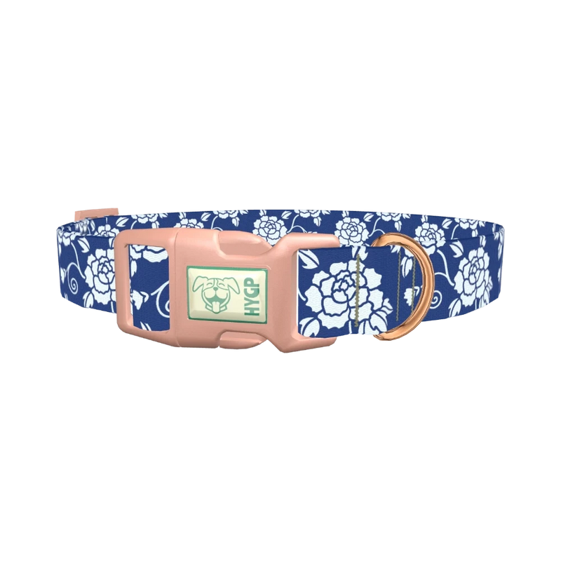 Floral Pattern Dog Collar - plastic rose gold