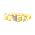 Yellow Citrus Slice Dog Collar - metal silver