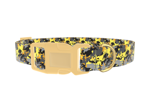 Yellow Grey Camouflage Dog Collar