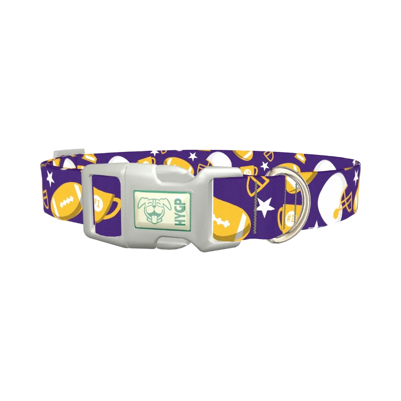 Football Theme Dog Collar - plastic silver