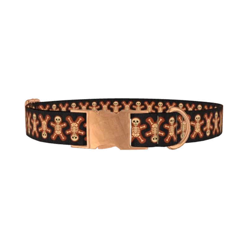 Gothic Gingerbread Dog Collar - metal rose gold