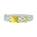 Grey Daisy Pattern Dog Collar - metal gold