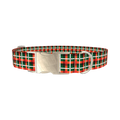 Festive Plaid Dog Collar - metal silver