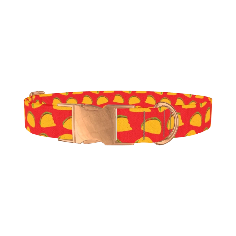 Taco Pattern Dog Collar - metal rose gold