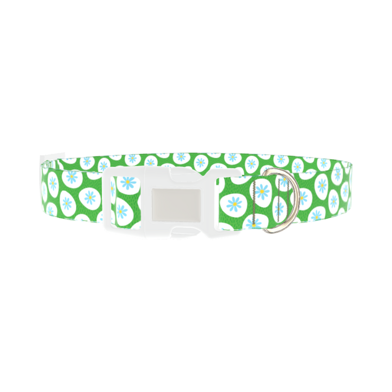 Floral Easter Egg Dog Collar - plastic silver
