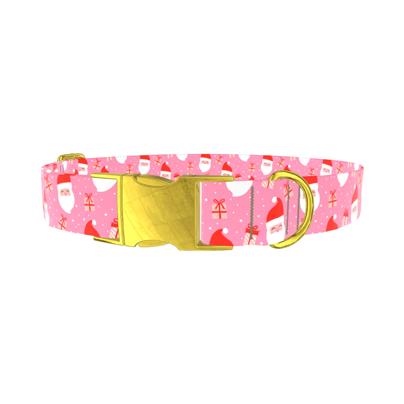 Christmas Santa Dog Collar - metal rose gold