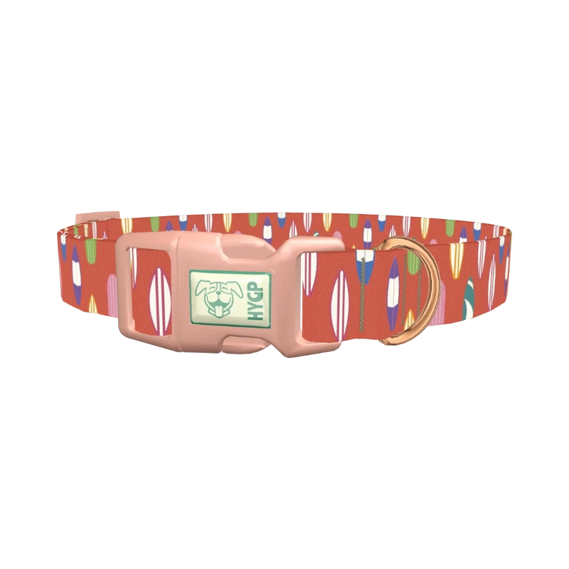 Surfboard Pattern Dog Collar - plastic rose gold
