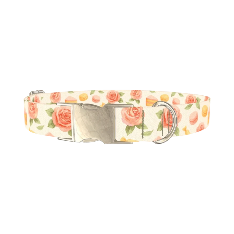 Floral Sweets Dog Collar - metal silver