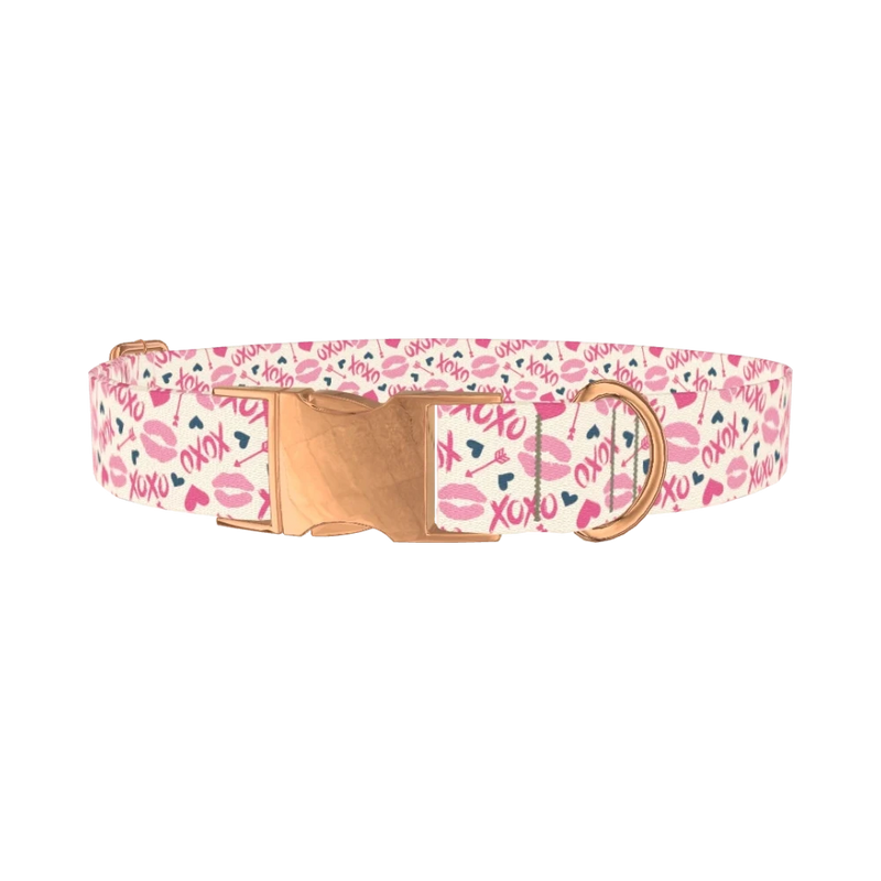 Valentine's Heart Dog Collar - metal rose gold