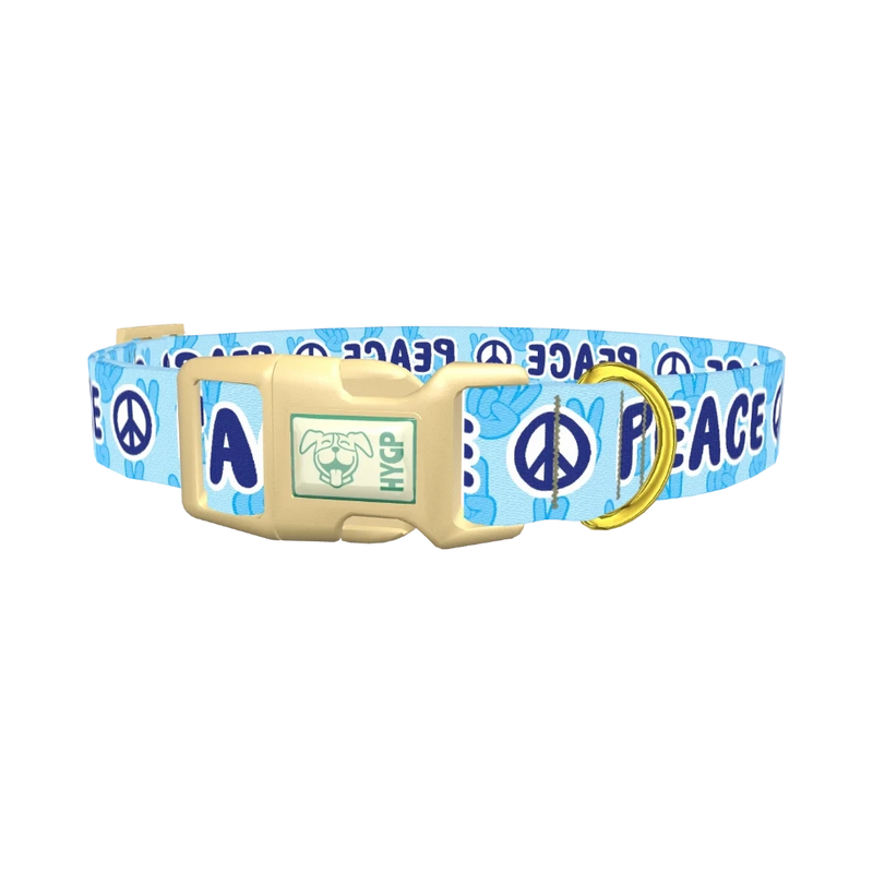 Peace Symbol Dog Collar - plastic gold