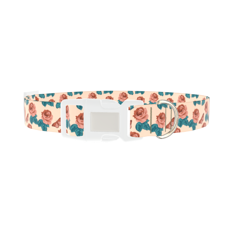 Rose Butterfly Dog Collar - plastic silver
