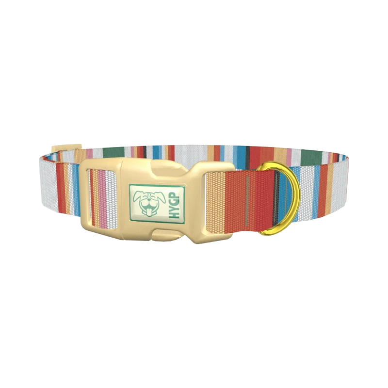 Multicolor Hexagon Stripe Dog Collar - plastic gold