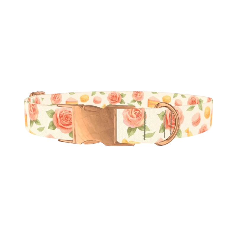 Floral Sweets Dog Collar - metal rose gold