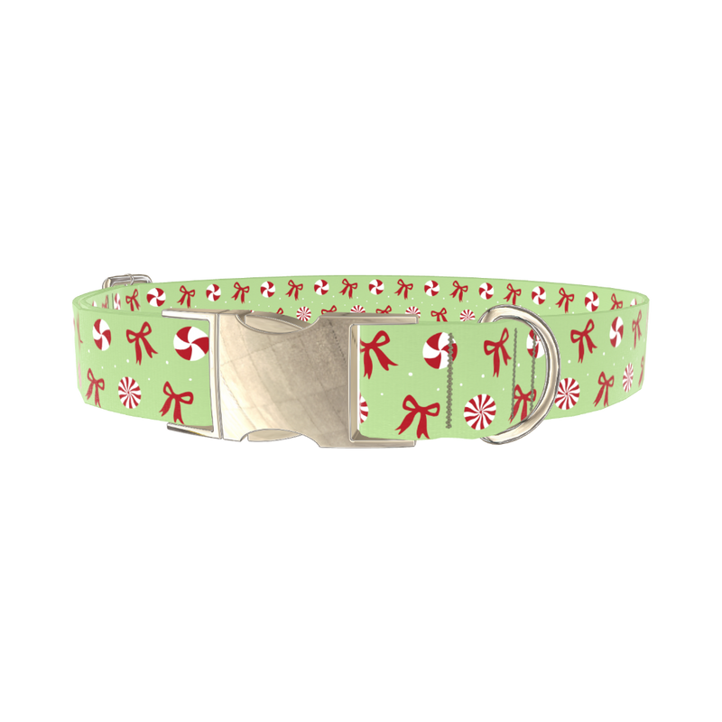 Christmas Peppermint Dog Collar - metal silver