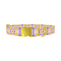 Yellow Purple Tie-Dye Dog Collar - metal gold