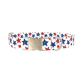 Red Blue Star Pattern Dog Collar - metal silver