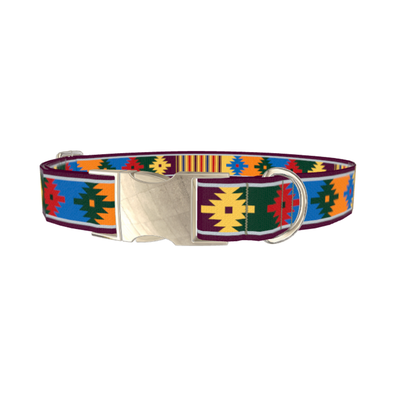 Colorful Tribal Star Dog Collar - metal silver