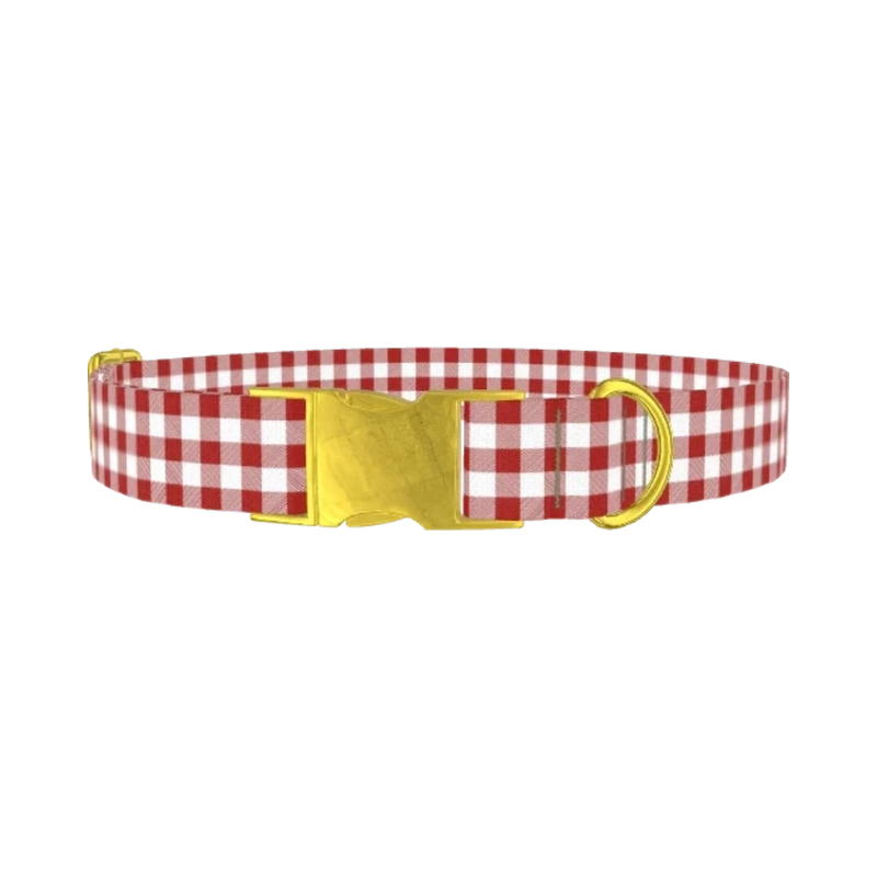 Geometric Plaid Dog Collar - metal gold
