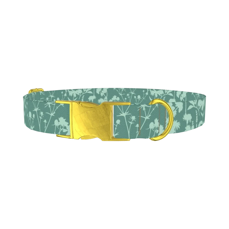 Botanical Silhouette Dog Collar - metal gold