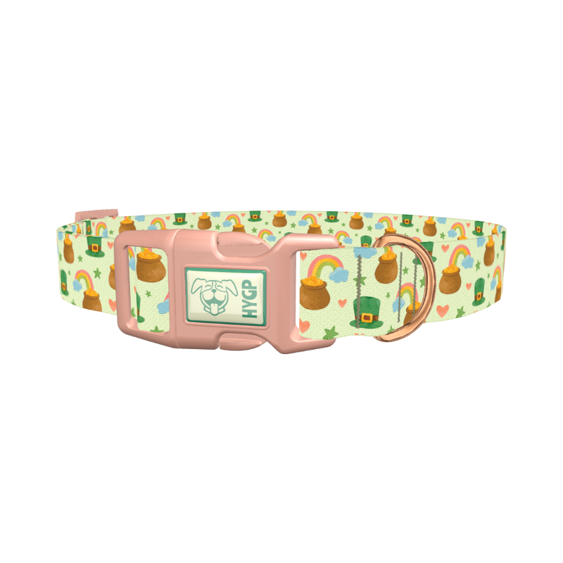 St. Patrick's Day Dog Collar - plastic rose gold