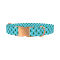 Blue Christmas Trees Dog Collar - metal rose gold