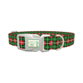 Green White Plaid Dog Collar - plastic silver