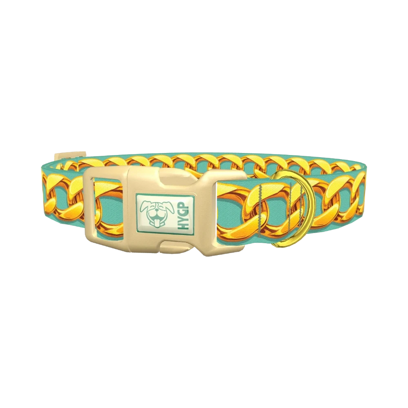 Gold Chain Pattern Dog Collar - plastic gold