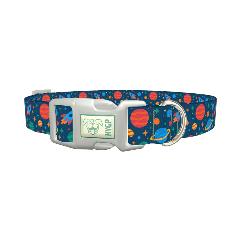 Space Adventure Dog Collar - plastic silver