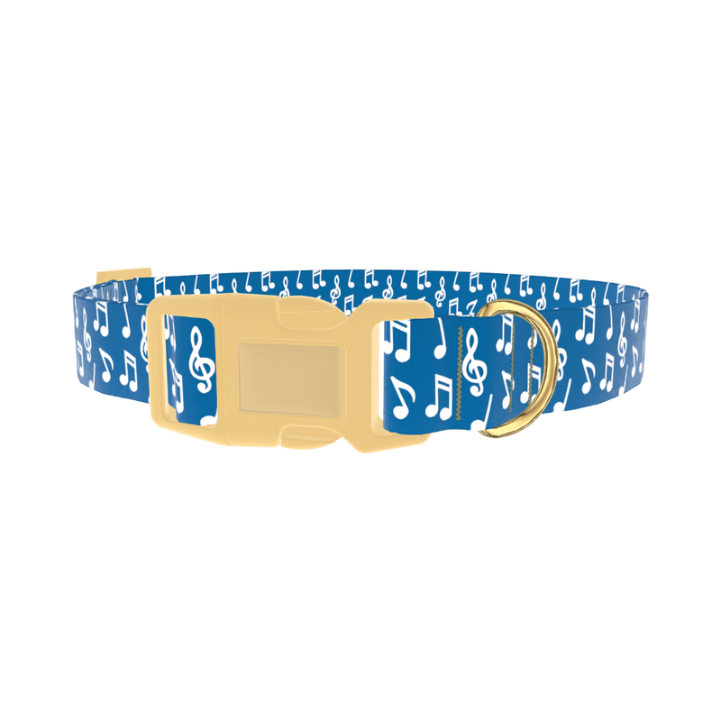 Musical Notes Dog Collar - plastic gold