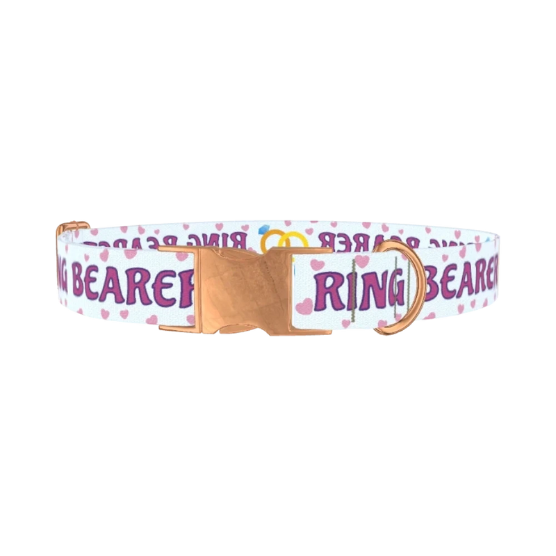 Wedding Ring Heart Dog Collar - metal rose gold