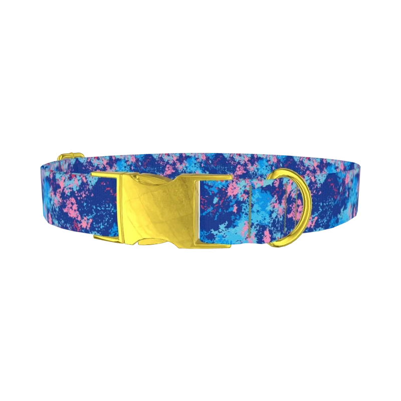 Abstract Paint Splash Dog Collar - metal gold
