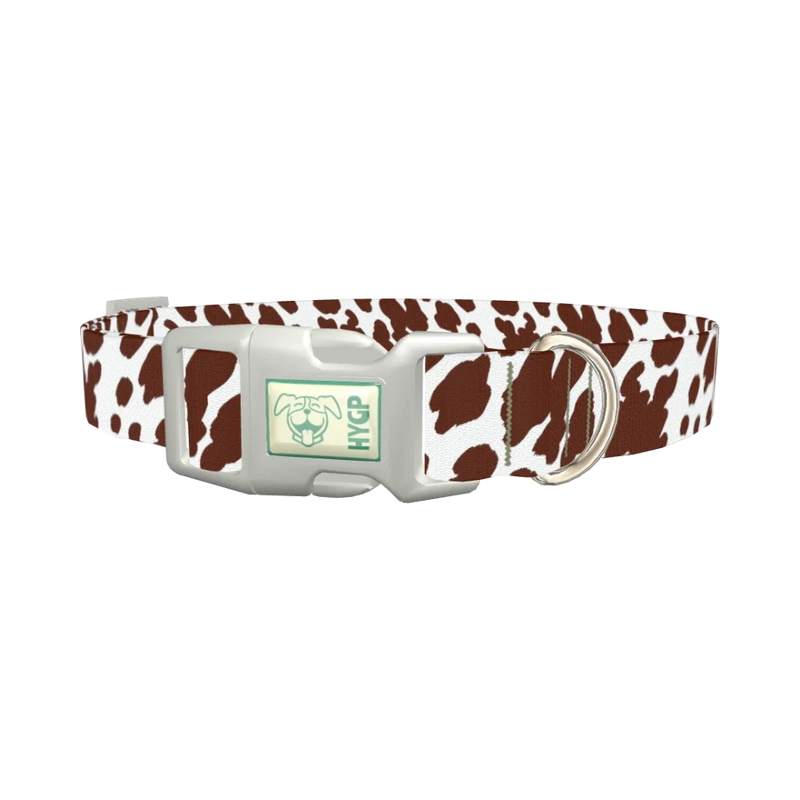 Cow Print Dog Collar - plastic silver