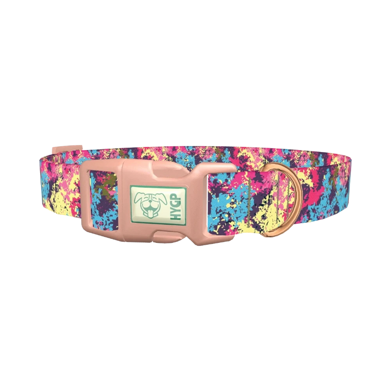 Abstract Paint Splatter Dog Collar - plastic rose gold