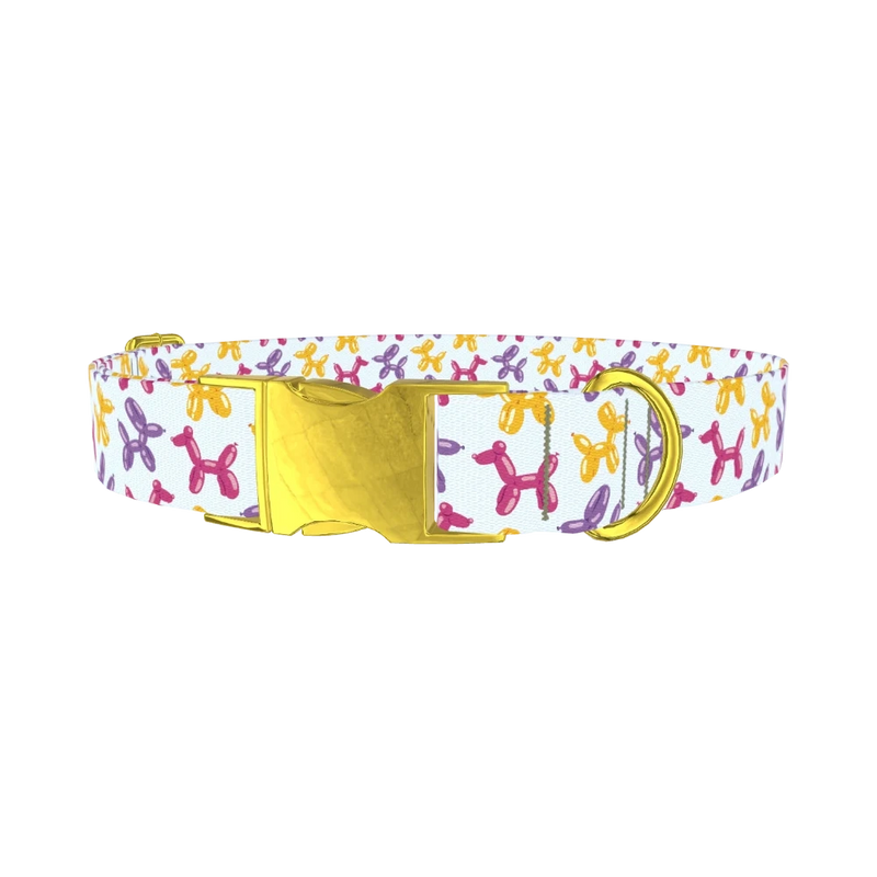 Balloon Dog Pattern Dog Collar - metal gold