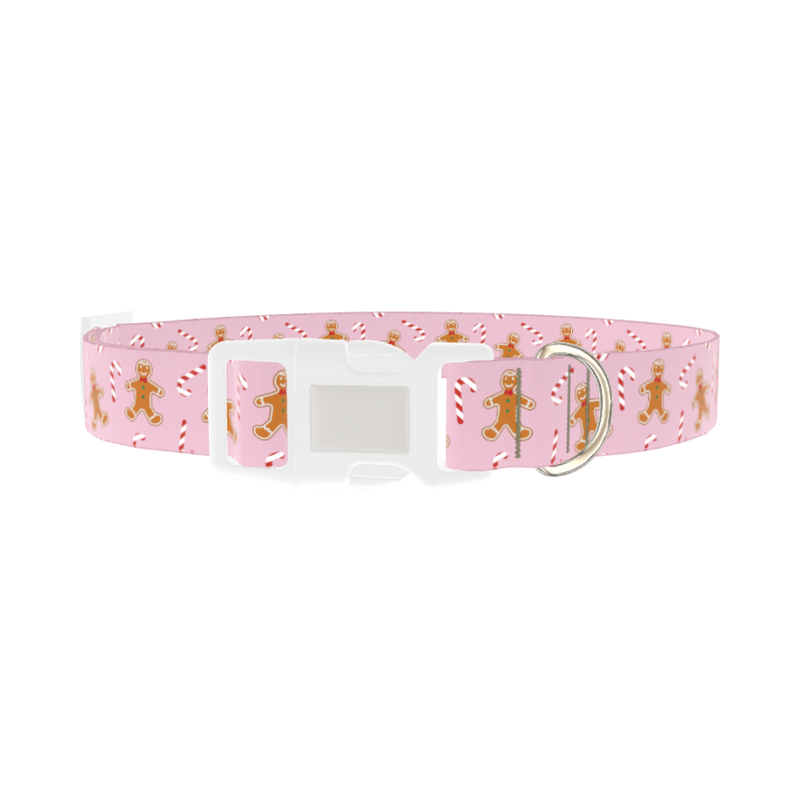 Christmas Gingerbread Dog Collar - plastic silver