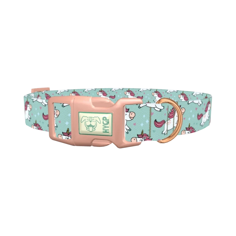 Unicorn Fantasy Dog Collar - plastic rose gold