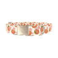 Peach Floral Dog Collar - metal silver