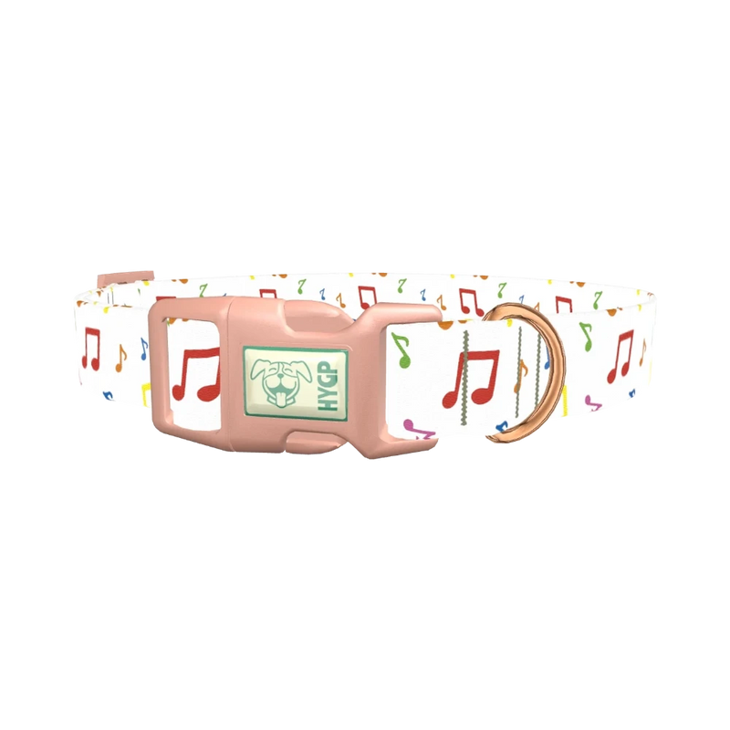 Music Note Dog Collar - plastic rose gold