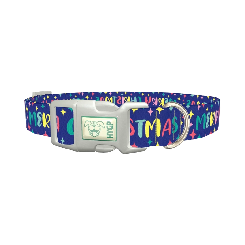 Christmas Stars Dog Collar - plastic silver