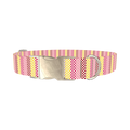 Geometric Checkered Dog Collar - metal silver