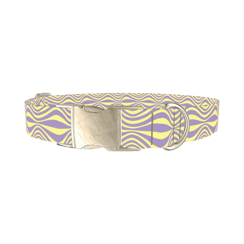 Wavy Geometric Dog Collar - metal silver