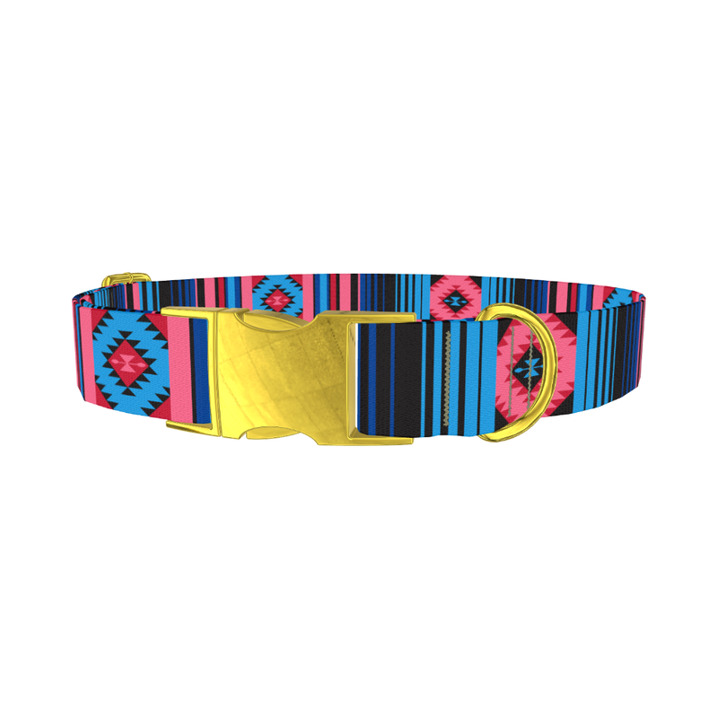 Geometric Star Stripe Dog Collar - metal gold
