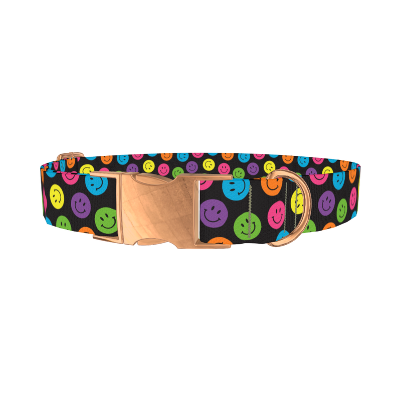 Colorful Smile Dog Collar - metal rose gold