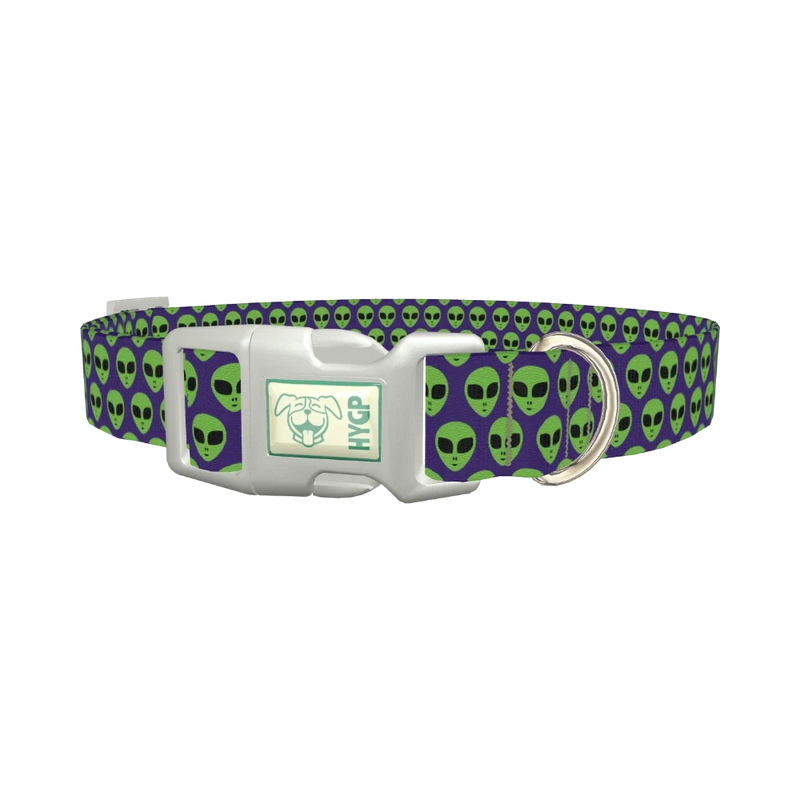 Alien Head Dog Collar - plastic silver