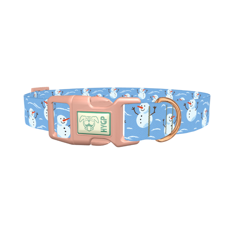 Christmas Snowman Dog Collar - plastic rose gold